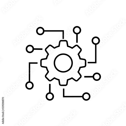 Automated system line icon on white background. Vector illustration.