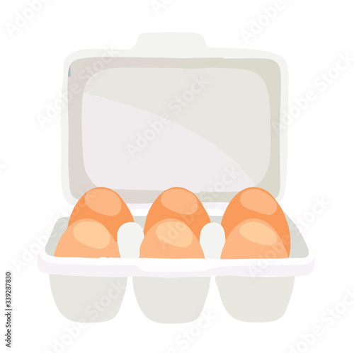 eggs in a tray on a white background