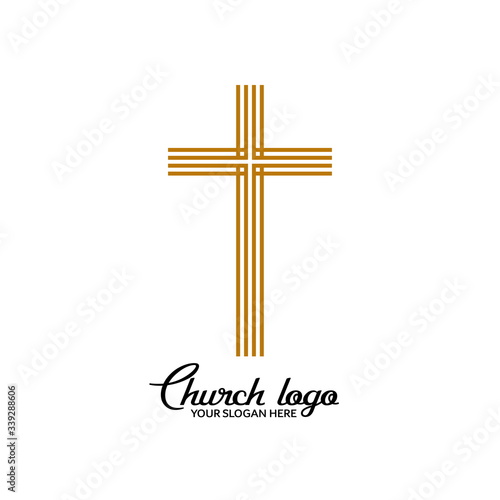 Church logo. Christian symbols. Cross of the Lord and Savior Jesus Christ.