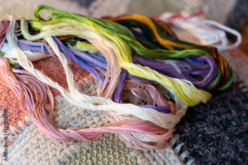 colored threads for embroidery, needlework, creativity, handmade