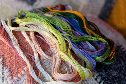 colored threads for embroidery, needlework, creativity, handmade