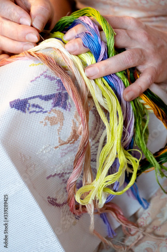 colored threads for embroidery, needlework, creativity, handmade
