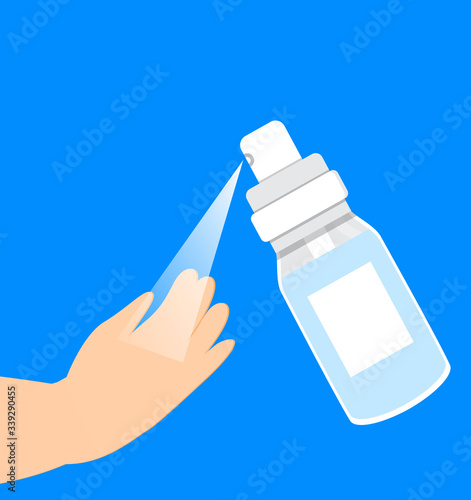 Hand sanitizer application vector. Personal hygiene dispenser, infection control symbol. Antivirus protection illustration. Gel is dropping