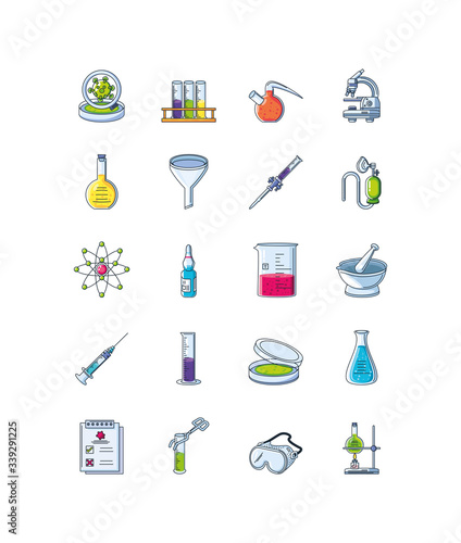 set of icons laboratory research