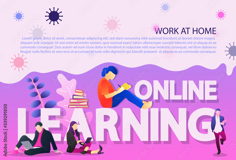 character work with text space, corona virus, work at home, vector, illustrator character work with text space, corona virus, work at home, vector, illustrator