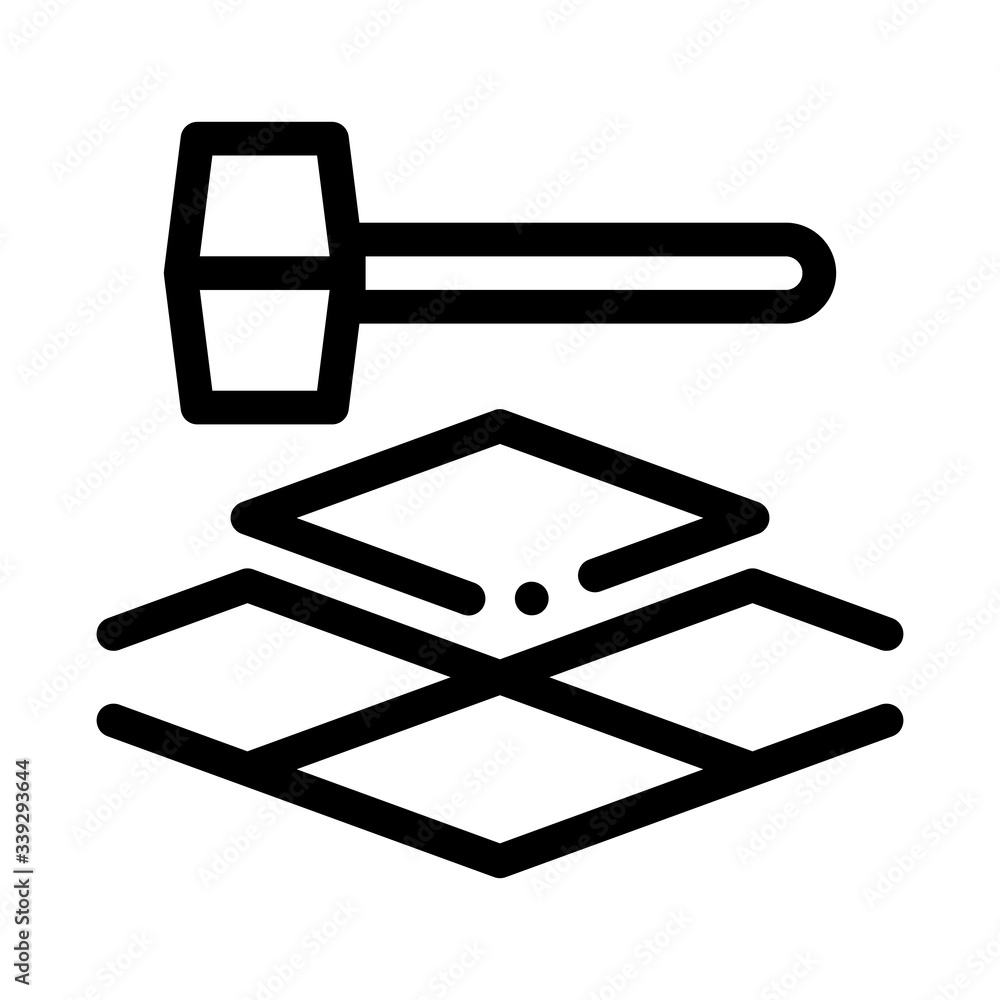 tile hammer icon vector. tile hammer sign. isolated contour symbol illustration tile hammer icon vector. tile hammer sign. isolated contour symbol illustration