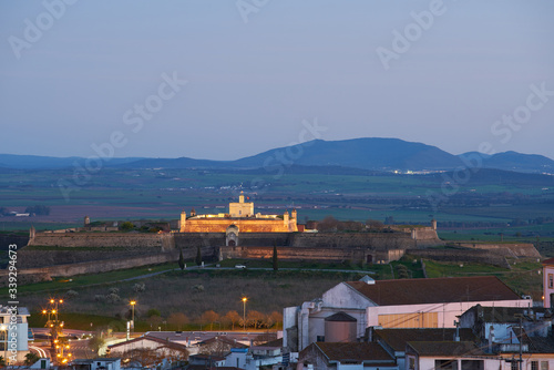 Santa Luzia fort in Elvas Alentejo at sunset, Portugal