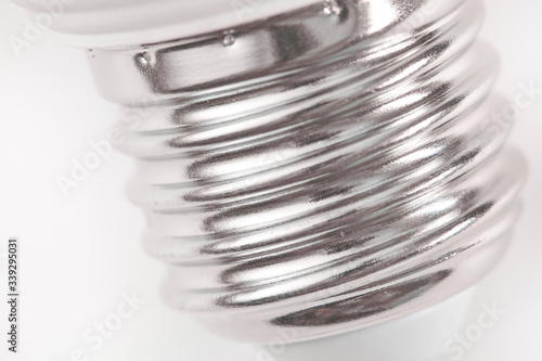 bulb base close-up on white background, isolated objects