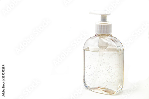 Hydroalcoholic gel with hands for deep medical cleaning photo