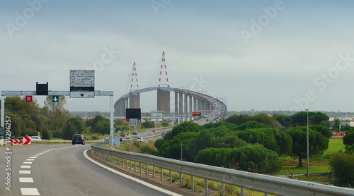The famous Saint Nazaire bridge. Pillar of the bridge