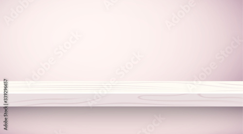 Empty room with light and wooden floor. Realistic 3d studio for photo or video shooting with a wooden coating. Vector illustration.