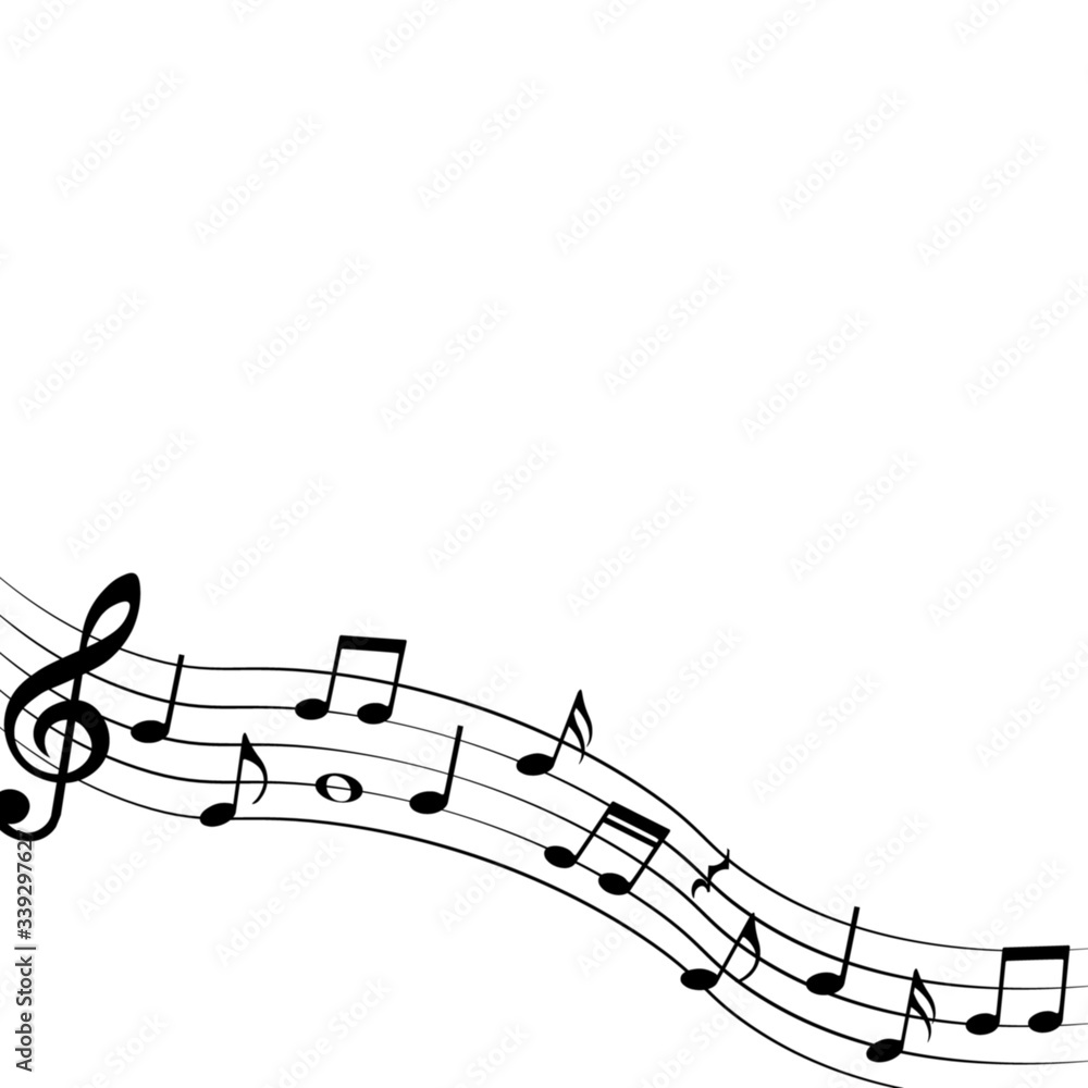 Obraz premium Music notes on white background, vector illustration.