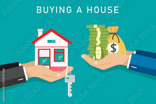 Businessman buy House , vector illustration.