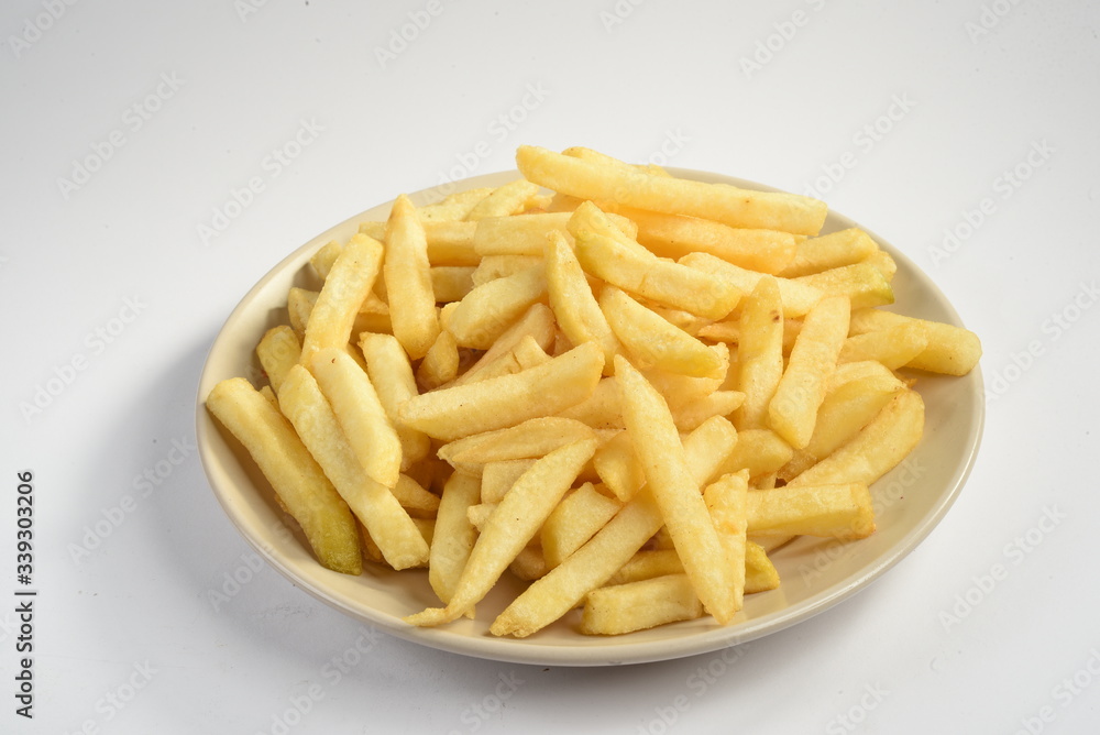 french fries with white background french fries with white background