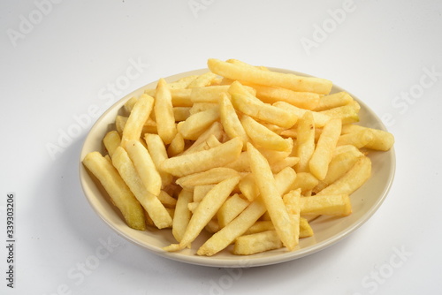 french fries with white background 