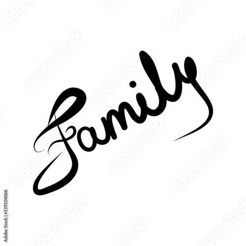 family lettering. hand draw. design illustration isolated on white background