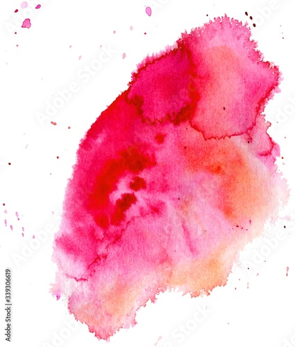 Colorful abstract watercolor texture stain with splashes and spatters.