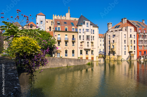 Cityscape view of Metz along the Moselle River, Lorraine, France