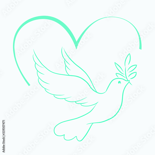 Beautiful line sketch dove bird vector illustration
