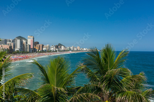 Panoramic view of  a shore line by Ipanema and Leblon in Rio de Janeiro Brazil © ADLC