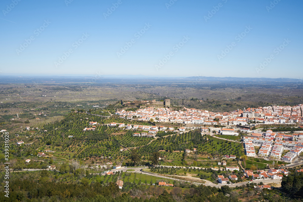 Castelo de Vide in Alentejo, Portugal from Serra de Sao Mamede mountains