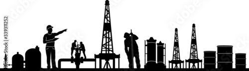 Oil Fracking Tower Silhouette Vector