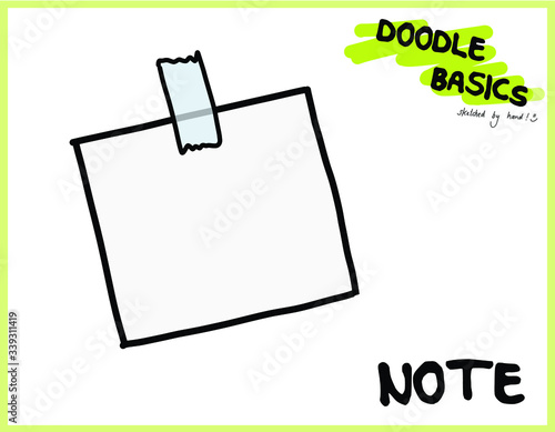 Doodle Sketchnote Template for Workshops, Seminar, Flipchart and Graphic Recording Notizen - Post It - Botschaft - Zettel - angeklebt - Nachricht
