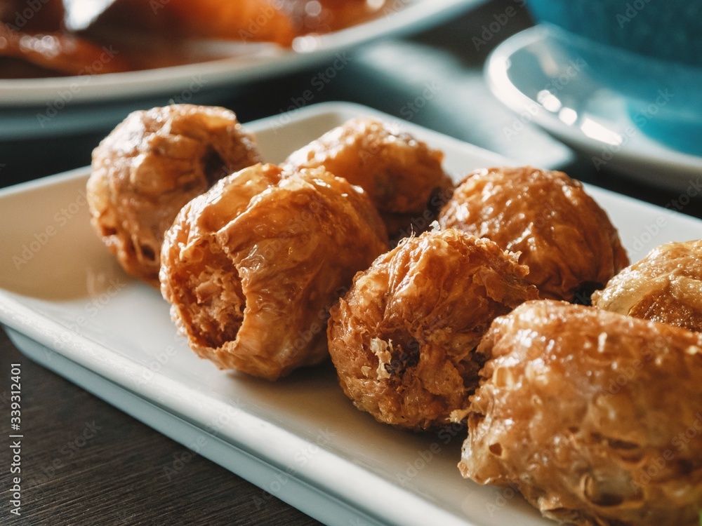 close up (Hoi Jo)Deep Fried Crab Meat Rolls asian chinese food close up (Hoi Jo)Deep Fried Crab Meat Rolls asian chinese food