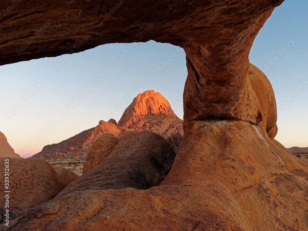 Rock arch of Spitzkoppe at sunrise, Namibia