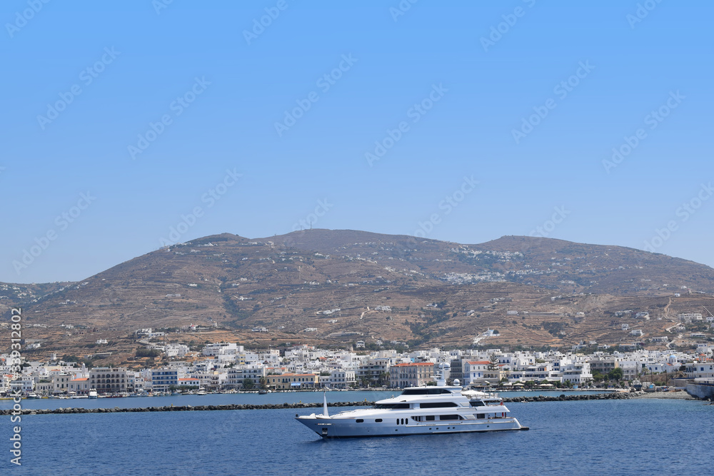 yacht on mediteranean sea. turists with yacht