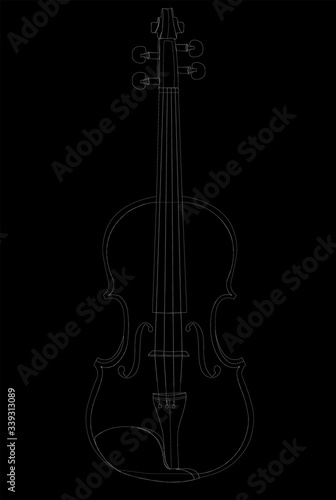 white violin isolated on black