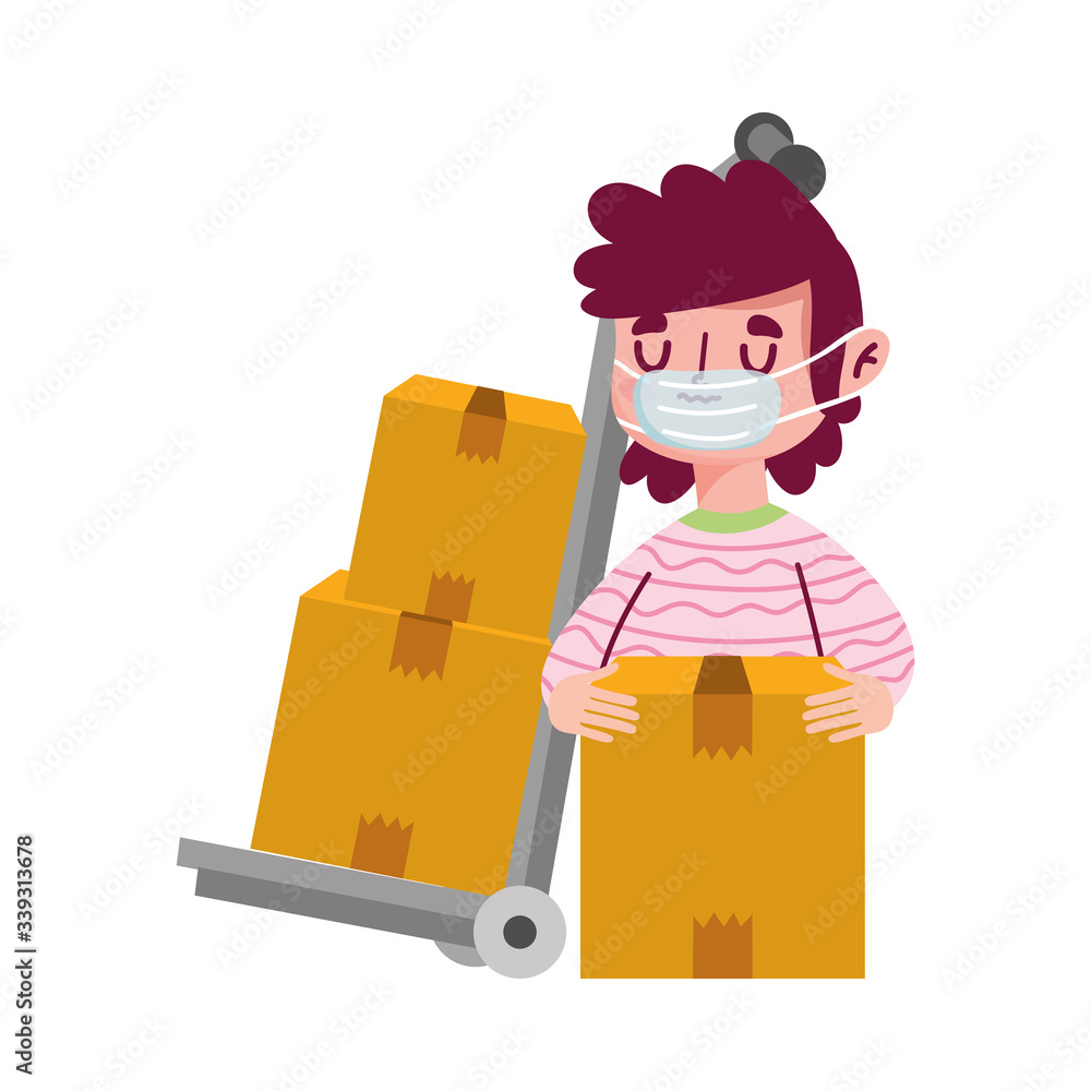 delivery man boxes in handcart ecommerce online shopping covid 19 coronavirus delivery man boxes in handcart ecommerce online shopping covid 19 coronavirus