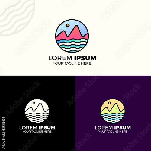 Ocean sun wave logo design template. Suitable for Creative Industry, Multimedia, Entertainment, Educations, Shop, and any related business. The file can use vector EPS and image JPG formats photo