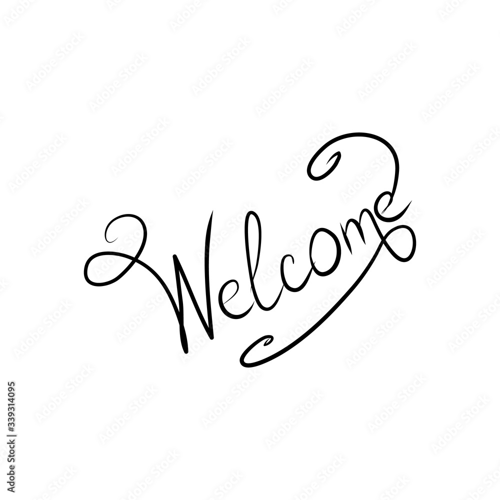 WELCOME hand lettering -- handmade calligraphy, vector illustration