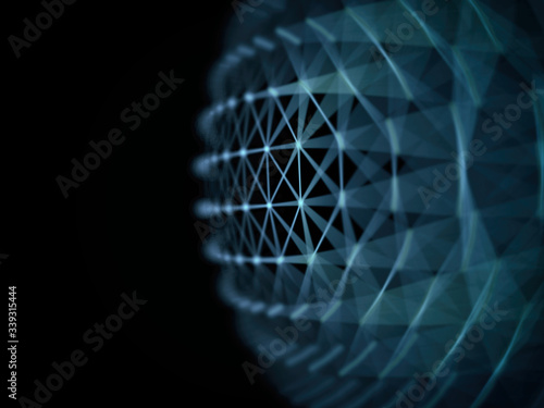 Abstract sphere geometry orb and polygonal lines and dots. Futuristic Technology (super high resolution)