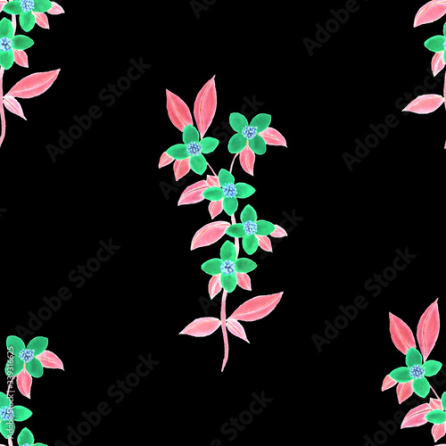 Vintage watercolor seamless pattern with flowers for decoration design. Brigh...