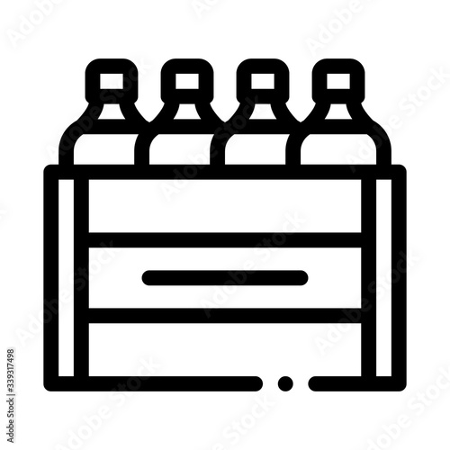 box with bottles of milk icon vector. box with bottles of milk sign. isolated contour symbol illustration