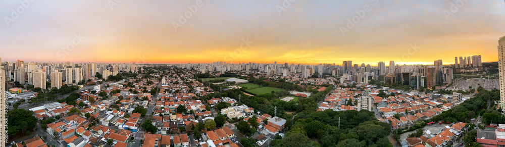 Panoramic view of beautiful cities. Sao Paulo city, Brazil, South America.