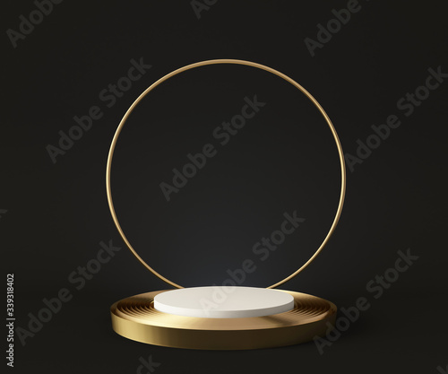 3D Rendering - Illustration white pedestal isolated on white background, modern minimal concept, empty stage, abstract geometry shape pastel color, Cosmetic background for product presentation.