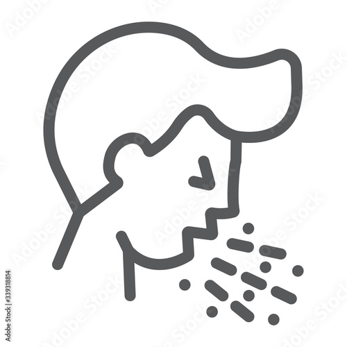 Cough line icon  coronavirus and flu  coughing man sign  vector graphics  a linear icon on a white background  eps 10.