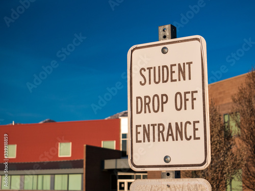 Student Drop Off Entrance sign