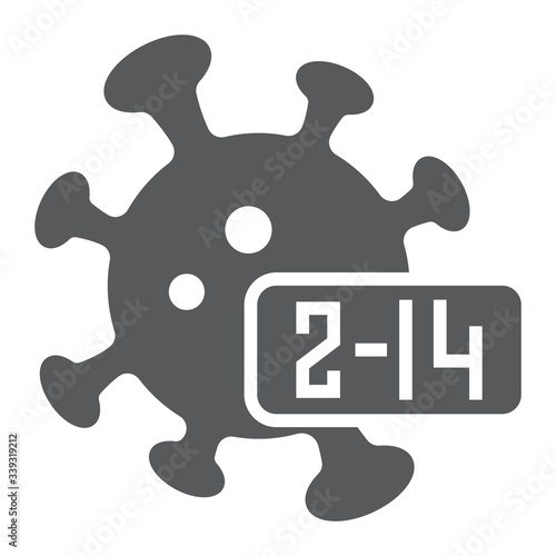 Coronavirus incubation period glyph icon, infection and covid-19, virus sign, vector graphics, a solid icon on a white background, eps 10.