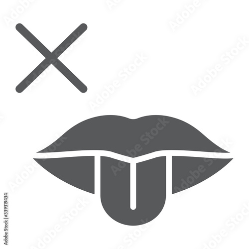 No taste symptom glyph icon, infection and covid-19, coronavirus symptom sign, vector graphics, a solid icon on a white background, eps 10.