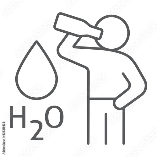 Stay hydrated thin line icon, healthy and h2o, drink water sign, vector graphics, a linear icon on a white background, eps 10.