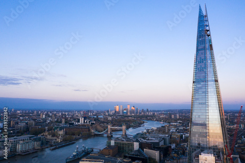 London aerial view of Shard and the river Thames  photo