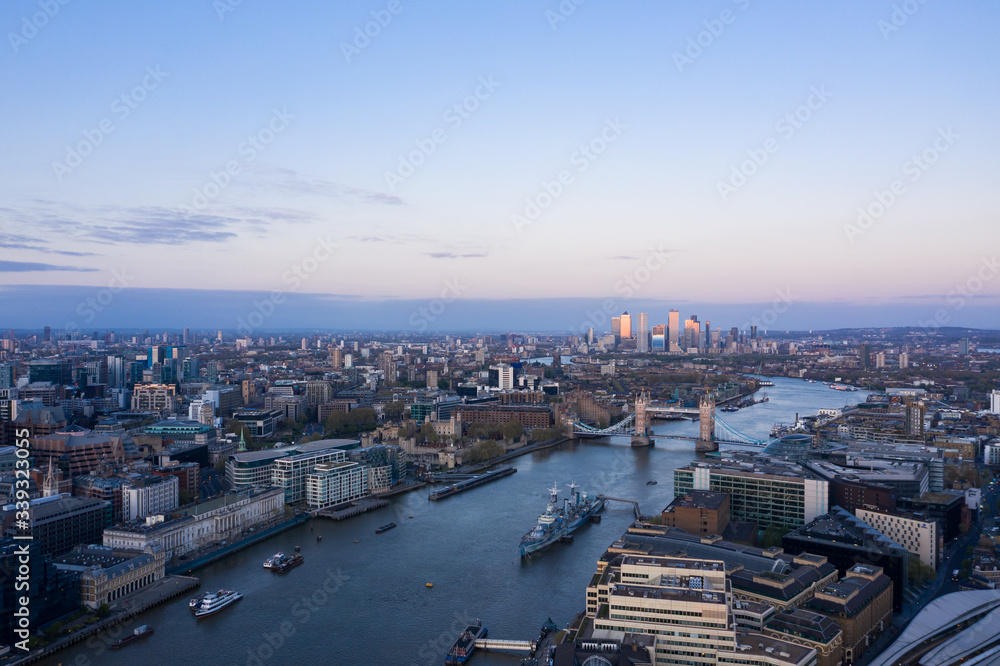 Aerial view of London city skyscrapers  