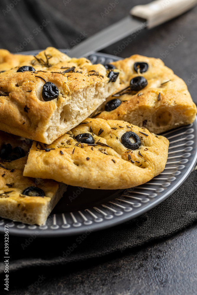 Homemade Italian Focaccia. Traditional Italian pastries Homemade Italian Focaccia. Traditional Italian pastries