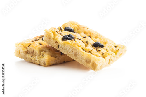 Fotografia Homemade Italian Focaccia. Traditional Italian pastries
