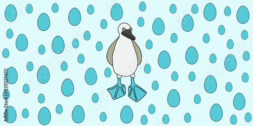 Blue-footed booby vector illustration background
