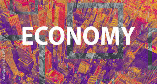 Economy theme with Manhattan New York City skyscrapers